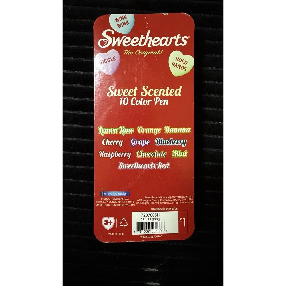 Sweethearts Sweet Scented 10 Color Pen Sealed Valentine Multicolor Ink NEW